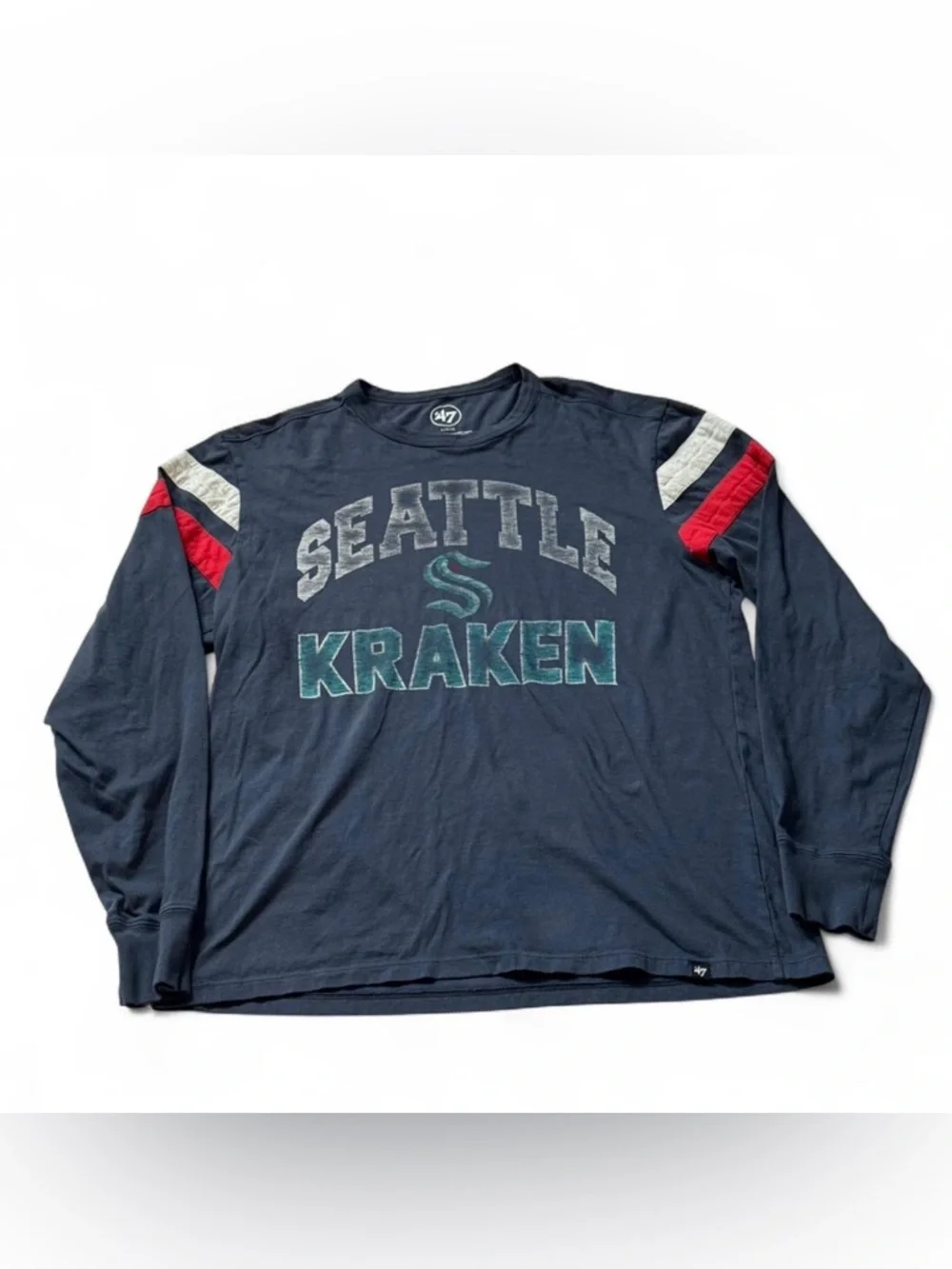 47 Seattle Kraken MLB Dark Blue Logo Crewneck Tee - Picture 1 of 6